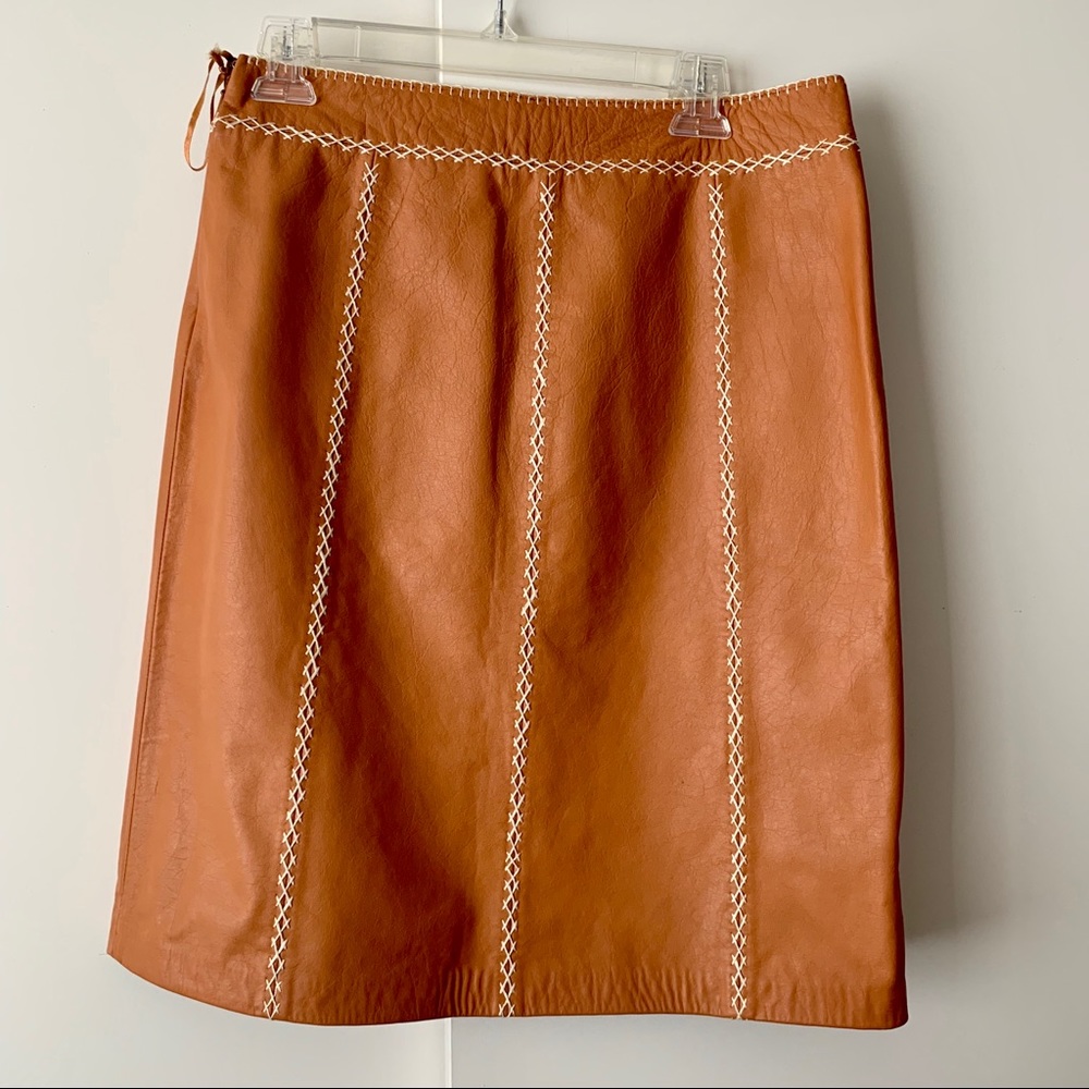 Brown leather skirt